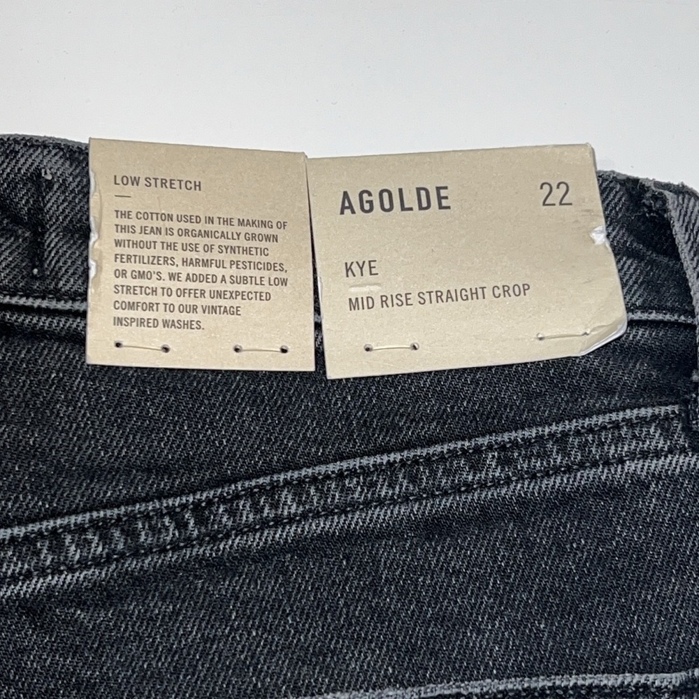 Agolde black kye mid rise straight crop jeans size 22 - Picture 6 of 14